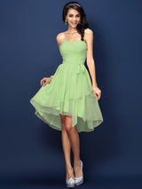 Gorgeous Sweetheart Pleats Bowknot Sleeveless Short Chiffon Bridesmaid Dresses-Ballbella