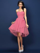 Gorgeous Sweetheart Pleats Bowknot Sleeveless Short Chiffon Bridesmaid Dresses-Ballbella