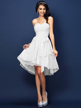 Gorgeous Sweetheart Pleats Bowknot Sleeveless Short Chiffon Bridesmaid Dresses-Ballbella