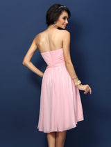 Gorgeous Sweetheart Pleats Bowknot Sleeveless Short Chiffon Bridesmaid Dresses-Ballbella