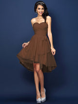 Gorgeous Sweetheart Pleats Bowknot Sleeveless Short Chiffon Bridesmaid Dresses-Ballbella