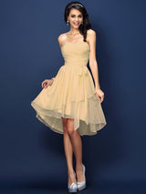 Gorgeous Sweetheart Pleats Bowknot Sleeveless Short Chiffon Bridesmaid Dresses-Ballbella