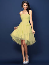 Gorgeous Sweetheart Pleats Bowknot Sleeveless Short Chiffon Bridesmaid Dresses-Ballbella
