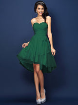 Gorgeous Sweetheart Pleats Bowknot Sleeveless Short Chiffon Bridesmaid Dresses-Ballbella