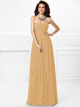 Gorgeous Sweetheart Pleats Ruffles Sleeveless Long Chiffon Bridesmaid Dresses-Ballbella