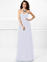 Gorgeous Sweetheart Pleats Ruffles Sleeveless Long Chiffon Bridesmaid Dresses-Ballbella