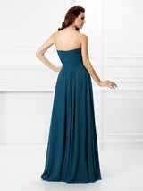 Gorgeous Sweetheart Pleats Ruffles Sleeveless Long Chiffon Bridesmaid Dresses-Ballbella