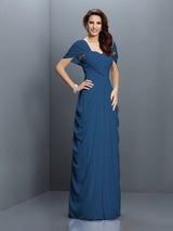 Gorgeous Sweetheart Pleats Short Sleeves Long Chiffon Bridesmaid Dresses-Ballbella