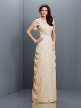 Gorgeous Sweetheart Pleats Short Sleeves Long Chiffon Bridesmaid Dresses-Ballbella