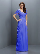 Gorgeous Sweetheart Pleats Short Sleeves Long Chiffon Bridesmaid Dresses-Ballbella