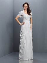 Gorgeous Sweetheart Pleats Short Sleeves Long Chiffon Bridesmaid Dresses-Ballbella