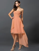 Gorgeous Sweetheart Pleats Sleeveless High Low Chiffon Bridesmaid Dresses-Ballbella