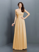 Gorgeous Sweetheart Pleats Sleeveless Long Satin Bridesmaid Dresses-Ballbella