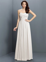 Gorgeous Sweetheart Pleats Sleeveless Long Satin Bridesmaid Dresses-Ballbella