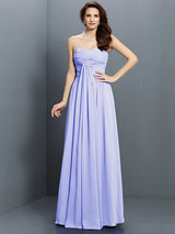 Gorgeous Sweetheart Pleats Sleeveless Long Satin Bridesmaid Dresses-Ballbella