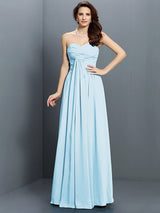 Gorgeous Sweetheart Pleats Sleeveless Long Satin Bridesmaid Dresses-Ballbella
