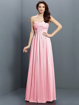 Gorgeous Sweetheart Pleats Sleeveless Long Satin Bridesmaid Dresses-Ballbella