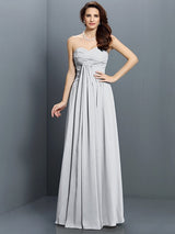 Gorgeous Sweetheart Pleats Sleeveless Long Satin Bridesmaid Dresses-Ballbella