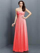 Gorgeous Sweetheart Pleats Sleeveless Long Satin Bridesmaid Dresses-Ballbella