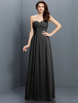 Gorgeous Sweetheart Pleats Sleeveless Long Satin Bridesmaid Dresses-Ballbella