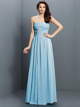 Gorgeous Sweetheart Pleats Sleeveless Long Satin Bridesmaid Dresses-Ballbella