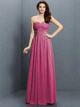 Gorgeous Sweetheart Pleats Sleeveless Long Satin Bridesmaid Dresses-Ballbella