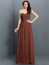 Gorgeous Sweetheart Pleats Sleeveless Long Satin Bridesmaid Dresses-Ballbella