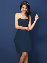 Gorgeous Sweetheart Pleats Sleeveless Short Chiffon Bridesmaid Dresses-Ballbella