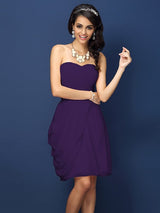 Gorgeous Sweetheart Pleats Sleeveless Short Chiffon Bridesmaid Dresses-Ballbella