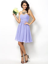 Gorgeous Sweetheart Pleats Sleeveless Short Chiffon Bridesmaid Dresses-Ballbella