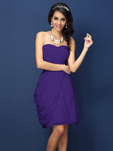 Gorgeous Sweetheart Pleats Sleeveless Short Chiffon Bridesmaid Dresses-Ballbella