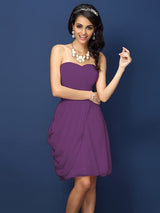 Gorgeous Sweetheart Pleats Sleeveless Short Chiffon Bridesmaid Dresses-Ballbella