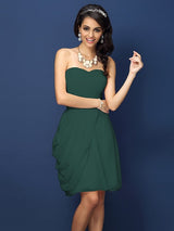 Gorgeous Sweetheart Pleats Sleeveless Short Chiffon Bridesmaid Dresses-Ballbella