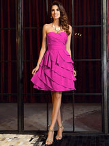 Gorgeous Sweetheart Ruched Sleeveless Short Chiffon Bridesmaid Dresses-Ballbella