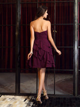 Gorgeous Sweetheart Ruched Sleeveless Short Chiffon Bridesmaid Dresses-Ballbella