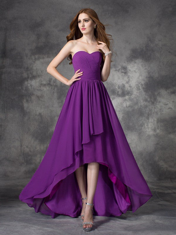 Gorgeous Sweetheart Ruffles Sleeveless High Low Chiffon Bridesmaid Dresses Gorgeous Sweetheart Ruffles Sleeveless High Low Chiffon Bridesmaid Dresses