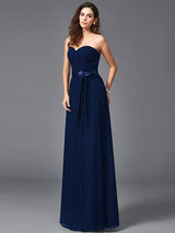 Gorgeous Sweetheart Sash/Ribbon/Belt Sleeveless Long Lace Bridesmaid dresses-Ballbella