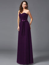 Gorgeous Sweetheart Sash/Ribbon/Belt Sleeveless Long Lace Bridesmaid dresses-Ballbella