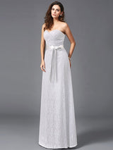 Gorgeous Sweetheart Sash/Ribbon/Belt Sleeveless Long Lace Bridesmaid dresses-Ballbella