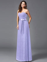 Gorgeous Sweetheart Sash/Ribbon/Belt Sleeveless Long Lace Bridesmaid dresses-Ballbella