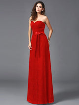 Gorgeous Sweetheart Sash/Ribbon/Belt Sleeveless Long Lace Bridesmaid dresses-Ballbella