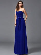 Gorgeous Sweetheart Sash/Ribbon/Belt Sleeveless Long Lace Bridesmaid dresses-Ballbella