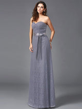 Gorgeous Sweetheart Sash/Ribbon/Belt Sleeveless Long Lace Bridesmaid dresses-Ballbella