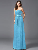 Gorgeous Sweetheart Sash/Ribbon/Belt Sleeveless Long Lace Bridesmaid dresses-Ballbella