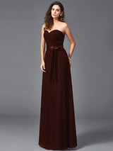 Gorgeous Sweetheart Sash/Ribbon/Belt Sleeveless Long Lace Bridesmaid dresses-Ballbella