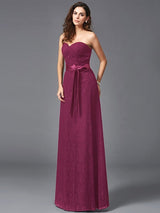 Gorgeous Sweetheart Sash/Ribbon/Belt Sleeveless Long Lace Bridesmaid dresses-Ballbella