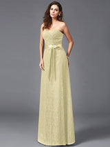 Gorgeous Sweetheart Sash/Ribbon/Belt Sleeveless Long Lace Bridesmaid dresses-Ballbella