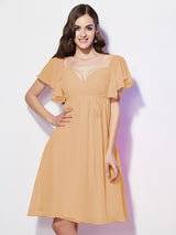 Gorgeous Sweetheart Short Sleeves Ruffles Short Chiffon Bridesmaid Dresses-Ballbella
