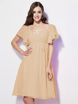 Gorgeous Sweetheart Short Sleeves Ruffles Short Chiffon Bridesmaid Dresses-Ballbella