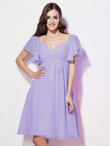 Gorgeous Sweetheart Short Sleeves Ruffles Short Chiffon Bridesmaid Dresses-Ballbella